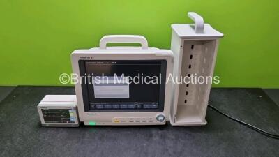 Mindray BeneView T5 Patient Monitor (Powers Up, Cracked Screen, Touchscreen Not Working) Including Mindray Beneview T1 Handheld Patient Module (Powers Up) Including, ECG, SpO2, MP1, IBP, NIBP, T1 and T2 Options and BeneView SMR Module Rack