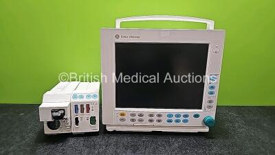 Job Lot Including 1 x GE Datex Ohmeda Type F-CM1-04 Patient Monitor (No Power and Damaged Base Casing - See Photos ) 1 x GE E- CAiO Gas Module with D-fend Water Trap and 1 x GE Type E-PRESTN-00 Module with ECG, SpO2, T1, T2, P1, P2 and NIBP Options *SN 61