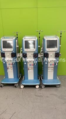 3 x Gambro Artis Dialysis Machines Running Hours 048244 / 034038 / 44004 (All Power Up - 1 x Casing Damage - See Photo) *FX01855 / FX007180 / FX001546*