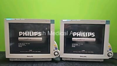 2 x Philips IntelliVue MP70 M8007A Patient Monitors Software Version J.10.52 / J.10.52 (Both Power Up and 1 x Cracked Casing - See Photo)