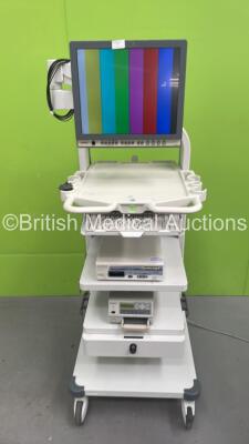 Olympus Stack Trolley with Olympus OEV191H Monitor, Olympus Visera OTV-S7 Digital Processor and Sony UP-21MD Colour Video Printer (Powers Up) *S/N 7501665 / 7682863 * **A/N 049120 / 048170 / 102630 \ 048172 / 112282*