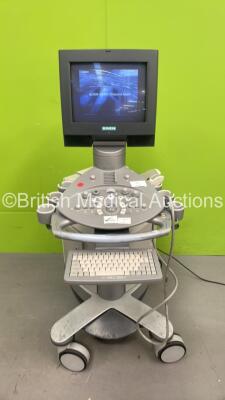 Siemens Acuson Antares Ultrasound Scanner Model 10032747 Software Version 4.0.111A *S/N 113130** with 1 x Transducer / Probe CH6-2 and Mitsubishi P93D Printer (Powers Up with 1 x Missing Dial) ***IR353***