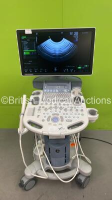 GE Voluson S8 Flat Screen Ultrasound Scanner Ref BT18 *S/N VS8802232* **Mfd 09/2019** Software Version SPC330 with 2 x Transducers / Probes (RIC5-9A-RS Ref H48701EJ *Mfd 06/2022* and C1-5-RS Ref 5384874 *Mfd 08/2019* and Sony UP-D898MD Digital Graphic Pri