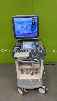 GE Voluson E6 Flat Screen Ultrasound Scanner *S/N D64672* **Mfd 03/3016** Software Version EC250 with 1 x Transducer / Probe (C4-8-D Ref 5336340 *Mfd 02/2016*) and Sony UP-D898MD Digital Graphic Printer (Powers Up - Missing Dials - Marks / Scuffs to Machi