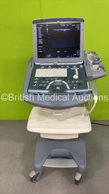 GE Voluson i Portable Ultrasound Scanner *S/N B03644* **Mfd 07/2011** Software Version with 1 x Transducer / Probe (SP10-16-RS Ref 300287 *Mfd 11/2010**) and Mitsubushi P95 Printer on GE Docking Cart (Powers Up)