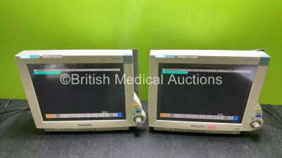 2 x Philips IntelliVue MP70 Touch Screen Patient Monitors (Both Power Up)