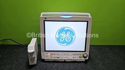 GE B40 Patient Monitor Including Printer, ECG, NIBP, SpO2, T1 and T2 Options and 1 x GE Type E-miniC Module with Mini D-Fend Water Trap (Powers Up, 1 x Missing Battery and Battery Cover - See Photo) *SN SJF14414382WA / 8506184*