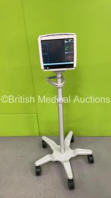 GE Carescape B450 Monitor on Stand with E-PSMP-00 Multiparameter Module with NIBP, P1, P2, T1, T2, SPO2 and EKG Options (Powers Up) *S/N SJA14257725HA*