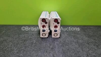 2 x Philips M3001A Modules Opt A01C06 Including ECG, SpO2, NBP, Press and Temp Options