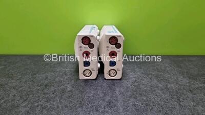 2 x Philips M3001A Modules (Both with Damage to Casing - See Photos) 1 x Opt C18 Including ECG, SpO2, NBP, Press and Temp Options