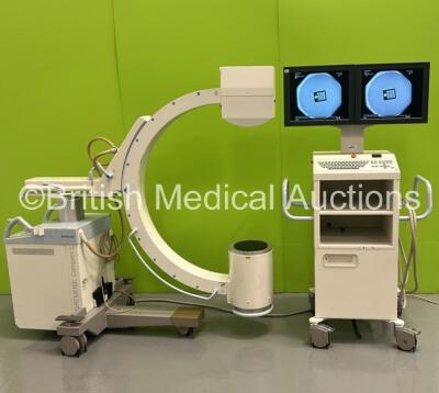 Siemens Siremobil Compact L C-Arm *Mfd - 2012* with Dual Flatscreen Image Intensifier, Footswitch, Exposure Trigger and Key (Powers Up and Exposure Taken, Shows Disk Read Error after Approximately 2 Minutes) *30887*