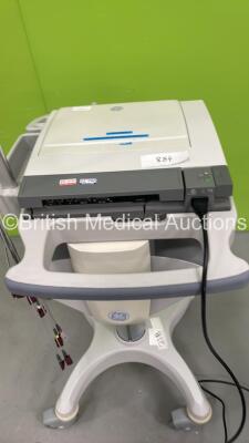 GE MAC 5500 ECG Machine on Stand with 10 Lead ECG Leads (Powers Up) *S/N SCD06526479PA* - 5