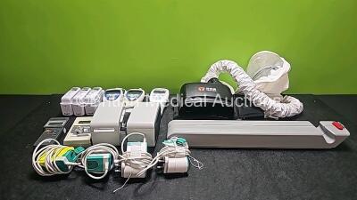 Mixed Lot Including 3 x Welch Allyn SureTemp Plus Thermometers, 3 x Welch Allyn Braun ThermoScan Thermometers, 1 x Digital Thermo-Hygrometer, 2 x Philips Respironics Attachments, 1 x Bio-Tek DPM 2, 4 x B.Braun Power Supplies(2 x Damaged Pins and Cables - 