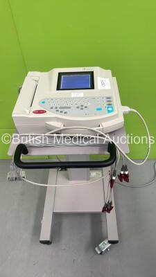 GE MAC 1200 ST ECG Machine on Stand with 10 Lead ECG Leads (Powers Up) *S/N 550032244*