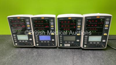 4 x Mindray Datascope Accutorr V Vital Signs Monitors on Stands with SPO2 and BP Options (All Power Up)