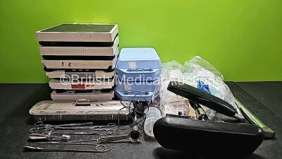 Mixed Lot Including 3 x Marsden Scales, 3 x Seca Scales, 2 x Medix AC 4000 Nebulisers, Various Surgical Instruments in Tray, 3 x Adult Resuscitators, 1 x Unknown Couch Leg Rest and 1 x Unknown Chair Arm Rest *SN 5875097177350 / 5875097177506 / 58751461896