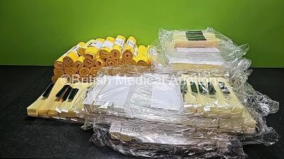 Job Lot Including Large Quantity of Rototherm Face Shield Face Protections and Yellow Clinical Waste Sacks 17'' x 26''