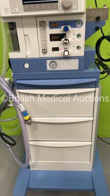 Drager Fabius Tiro Anaesthesia Machine Software Version 3.37b - Total Running Hours 5004 - Total Ventilator Hours 27 with GE Carescape B650 Patient Monitor with E-PSMP-01 Multiparameter Module with NIBP, P1, P2, T1, T2, SPO2 and ECG Options, E-sCAiO Gas M - 3