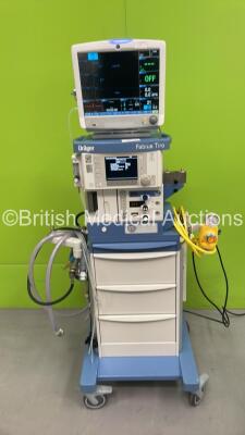 Drager Fabius Tiro Anaesthesia Machine Software Version 3.37b - Total Running Hours 5464 - Total Ventilator Hours 74 with GE B650 Monitor with GE Type E-PSMP-01 Module, E-sCAiO Gas Module with D-Fend Pro Water Trap,Bellows and Hoses (Powers Up) *S/N ASEH-