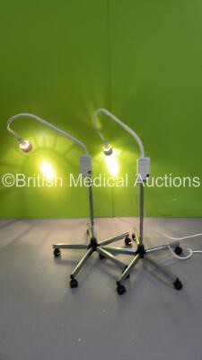 2 x Heine HL 5000 Patient Examination Lamps on Stands (Both Power Up) *S/N 1220004988 / 1220004972*