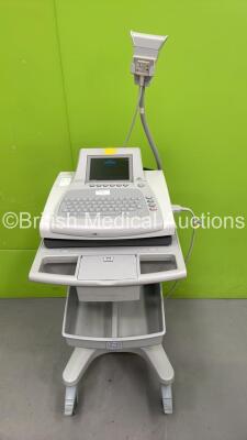 GE MAC 3500 ECG Machine on Stand with 10 Lead ECG Patch Lead (Powers Up - No Leads - See Picture)