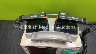 Philips Heartstart MRx Defibrillator with External Hard Paddles (Powers Up Temporarily Then Shuts Down) Including Pacer, ECG and Printer Options with Philips M3539A Module, Philips M3538A Battery, Philips M3725A Test Load, 3 Lead ECG Lead, Paddle Lead and - 8