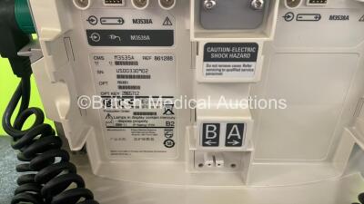 Philips Heartstart MRx Defibrillator with External Hard Paddles (Powers Up Temporarily Then Shuts Down) Including Pacer, ECG and Printer Options with Philips M3539A Module, Philips M3538A Battery, Philips M3725A Test Load, 3 Lead ECG Lead, Paddle Lead and - 10