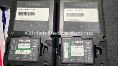 2 x Philips Heartstart FR3 Defibrillators (Both Power Up) In Carry Cases with 4 x Electrode Packs (All in Date) and 2 x Batteries (Install Before 2028 / 2028) *SN C18B-00114 / C18B-00104* - 7