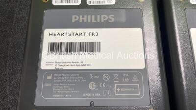 2 x Philips Heartstart FR3 Defibrillators (Both Power Up) In Carry Cases with 3 x Electrode Packs (All in Date) and 2 x Batteries (Install Before 2028 / 2028) *SN C18A-00370 / C18B-00315* - 8