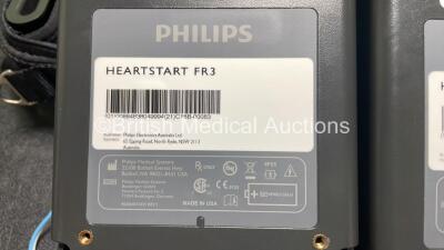 2 x Philips Heartstart FR3 Defibrillators (Both Power Up) In Carry Cases with 4 x Electrode Packs (All in Date) and 2 x Batteries (Install Before 2028 / 2028) *SN C18B-00119 / C18B-00083* - 9