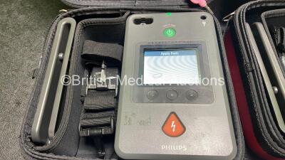 2 x Philips Heartstart FR3 Defibrillators (Both Power Up) In Carry Cases with 4 x Electrode Packs (All in Date) and 2 x Batteries (Install Before 2028 / 2027) *SN C18B-00119 / C18B-00083* - 3