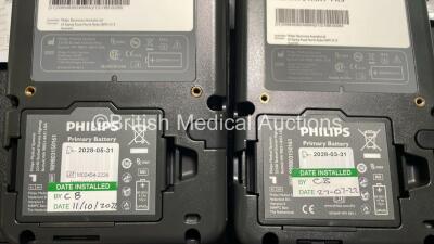 2 x Philips Heartstart FR3 Defibrillators (Both Power Up) In Carry Cases with 4 x Electrode Packs (2 in Date, 2 Expired) and 2 x Batteries (Install Before 2028 / 2028) *SN C18B-00285 / C18B-00084* - 8