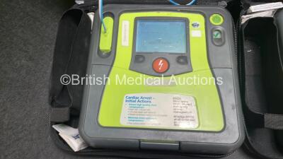 2 x Zoll AED PRO Defibrillators (Both Power Up) with 2 x 3 Lead ECG Leads, 2 x Batteries and 4 x Electrode Packs (2 x in Date, 2 x Expired) - 3