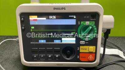 Philips Efficia DFM100 Defibrillator *Mfd 2018* with Pacer, ECG and Printer Options, 1 x Battery, 1 x Paddle Lead and 1 x 3 Lead ECG Lead (Powers Up) *SN CN32620475* - 2