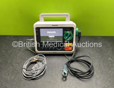 Philips Efficia DFM100 Defibrillator *Mfd 2018* with Pacer, ECG and Printer Options, 1 x Battery, 1 x Paddle Lead and 1 x 3 Lead ECG Lead (Powers Up) *SN CN32620474*