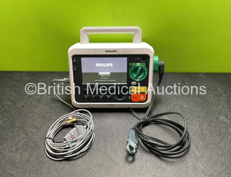 Philips Efficia DFM100 Defibrillator *Mfd 2018* with Pacer, ECG and Printer Options, 1 x Battery, 1 x Paddle Lead and 1 x 3 Lead ECG Lead (Powers Up) *SN CN32620474*