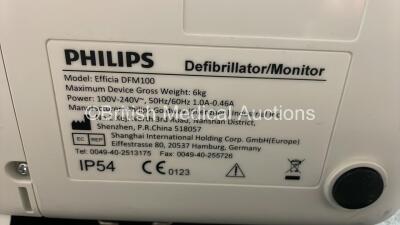 Philips Efficia DFM100 Defibrillator *Mfd 2018* with Pacer, ECG and Printer Options, 1 x Battery, 1 x Paddle Lead and 1 x 3 Lead ECG Lead (Powers Up) *SN CN32620474* - 9