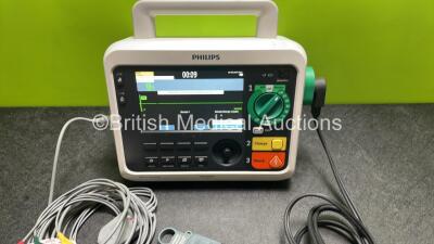 Philips Efficia DFM100 Defibrillator *Mfd 2019* with ECG and Printer Options, 1 x Battery, 1 x Paddle Lead and 1 x 3 Lead ECG Lead (Powers Up) *SN CN32633706* - 2