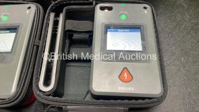 2 x Philips Heartstart FR3 Defibrillators (Both Power Up) In Carry Cases with 2 x Electrode Packs (Both in Date) and 2 x Batteries (Install Before 2028 / 2025) - 4