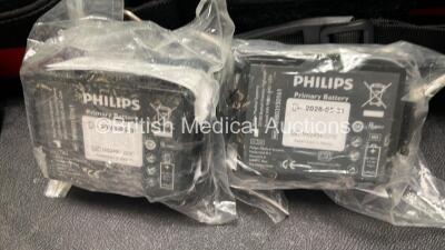 2 x Philips Heartstart FR3 Defibrillators (Both Power Up) In Carry Cases with 4 x Electrode Packs (All in Date) and 4 x Batteries (Install Before 2028 / 2028 / 2025 / 2025) - 5