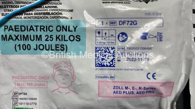 2 x Zoll AED PRO Defibrillators (Both Power Up) with 2 x 3 Lead ECG Leads, 2 x Batteries and 4 x Electrode Packs (2 x in Date, 2 x Expired) - 5