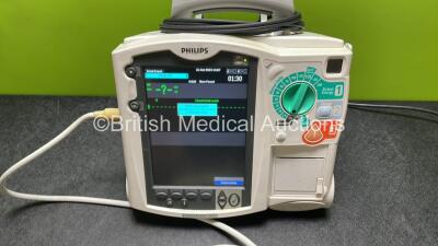 Philips Heartstart MRx Defibrillator / Monitor Including ECG, and Printer Options (Powers Up) with 1 x 3 Lead ECG Lead, 1 x Paddle Lead and 1 x Philips M3539A Module - 2