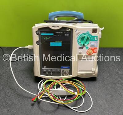 Philips Heartstart MRx Defibrillator / Monitor Including ECG, NIBP, SpO2 and Printer Options (Powers Up) with 1 x 3 Lead ECG Lead, 1 x Paddle Lead and 1 x Philips M3539A Module