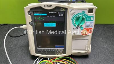 Philips Heartstart MRx Defibrillator / Monitor Including ECG, NIBP, SpO2 and Printer Options (Powers Up) with 1 x 3 Lead ECG Lead, 1 x Paddle Lead and 1 x Philips M3539A Module - 2