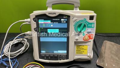 Philips Heartstart MRx Defibrillator / Monitor Including Pacer, ECG, SpO2, NIBP, BP1, BP2, Temp, CO2 and Printer Options with 1 x M3725A Test Load, 1 x Paddle Lead, 1 x Philips M3539A Module, 1 x Philips M3538A Battery, 1 x 3 Lead ECG Lead, 1 x SpO2 Finge - 2