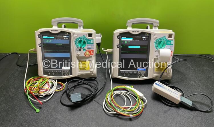 Job Lot Including 1 x Philips Heartstart MRx Defibrillator / Monitor Including Pacer, ECG and Printer Options 1 x Philips Heartstart MRx Defibrillator / Monitor Including ECG and Printer Options with 1 x M3725A Test Load, 2 x Paddle Leads, 2 x Philips M35