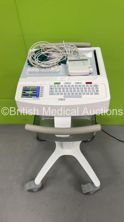 Mortara ELI 250c ECG Machine on Stand with 10 Lead ECG Leads (Powers Up)