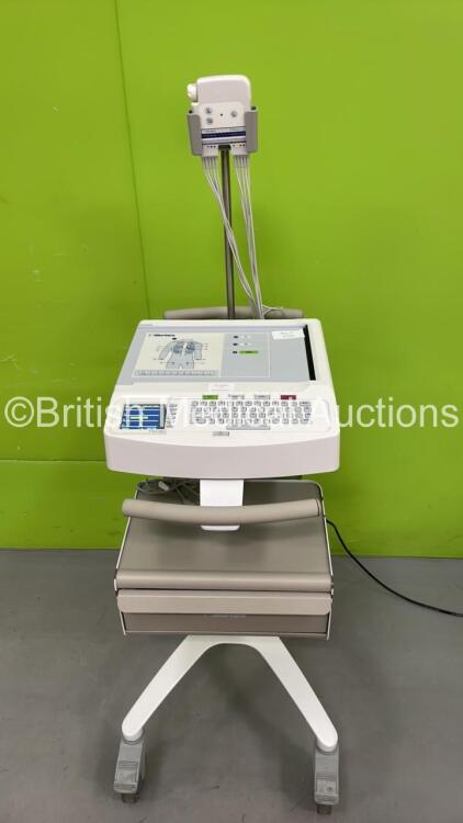 Mortara ELI 250c ECG Machine on Stand with 10 Lead ECG Leads (Powers Up)