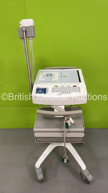 Mortara ELI 250c ECG Machine on Stand with 10 Lead ECG Leads (Powers Up)