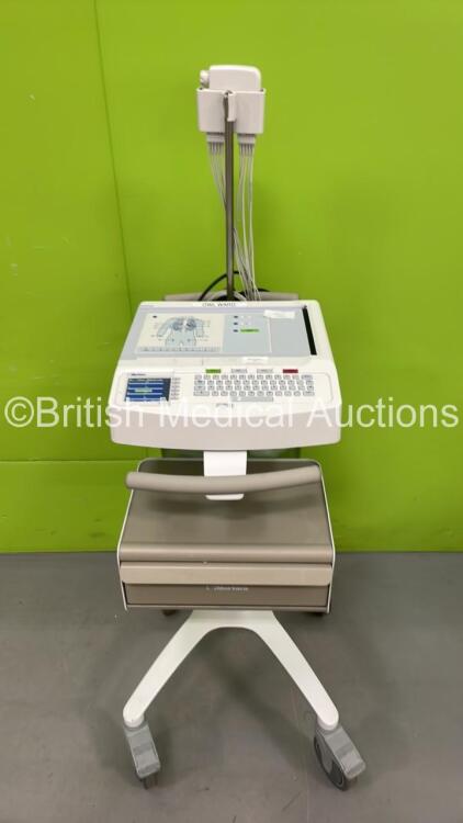 Mortara ELI 250c ECG Machine on Stand with 10 Lead ECG Leads (Powers Up)